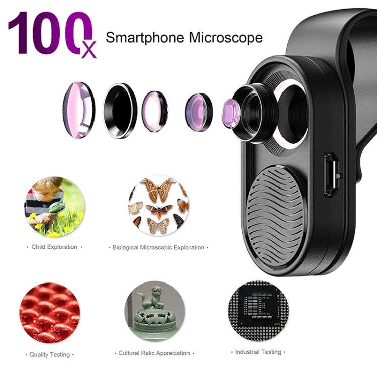 APEXEL APL-MS001 100X Smartphone Microscope with LED Light - Others Lens by APEXEL | Online Shopping South Africa | PMC TechLife