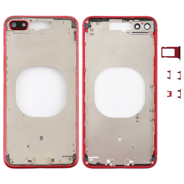 Transparent Back Cover with Camera Lens & SIM Card Tray & Side Keys for iPhone 8 Plus (Red) - Back Cover by PMC TechLife | Online Shopping South Africa | PMC TechLife