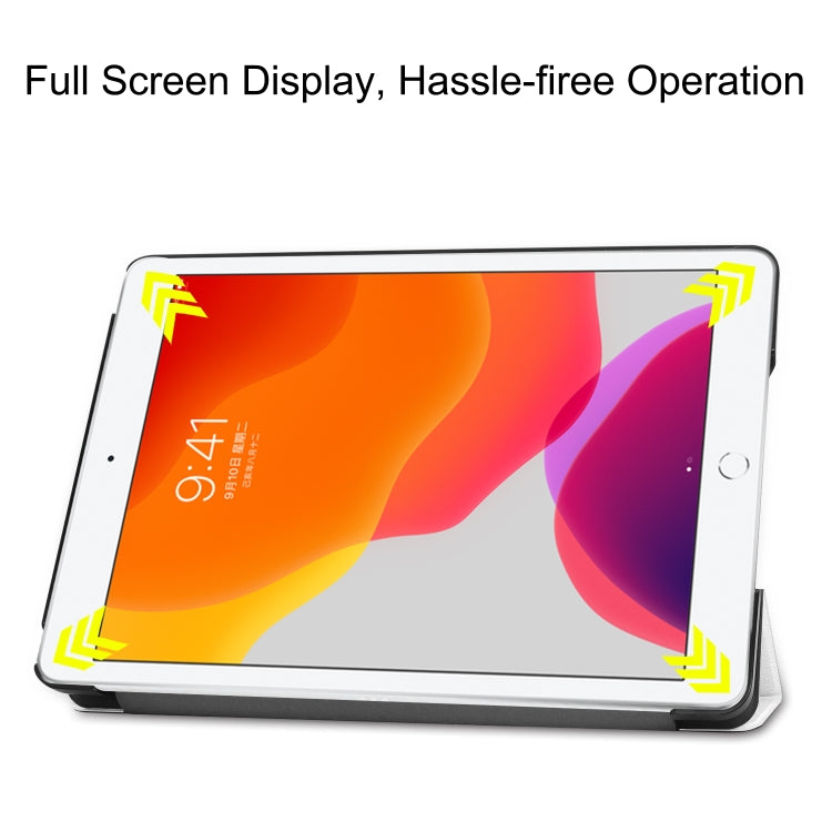 For iPad 10.2 Custer Texture Horizontal Flip Smart PU Leather Case with Sleep / Wake-up Function & Three-folding Holder (White) - iPad 10.2 Cases by PMC TechLife | Online Shopping South Africa | PMC TechLife