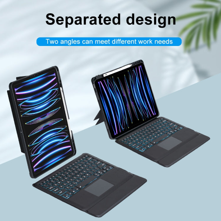 T129-AS For iPad Air 13 2025 / Pro 12.9 2022 / 2021 / 2020 / 2018 Touch Backlight Split Type Bluetooth Keyboard Leather Case - For iPad Pro by PMC TechLife | Online Shopping South Africa | PMC TechLife | Buy Now Pay Later Mobicred