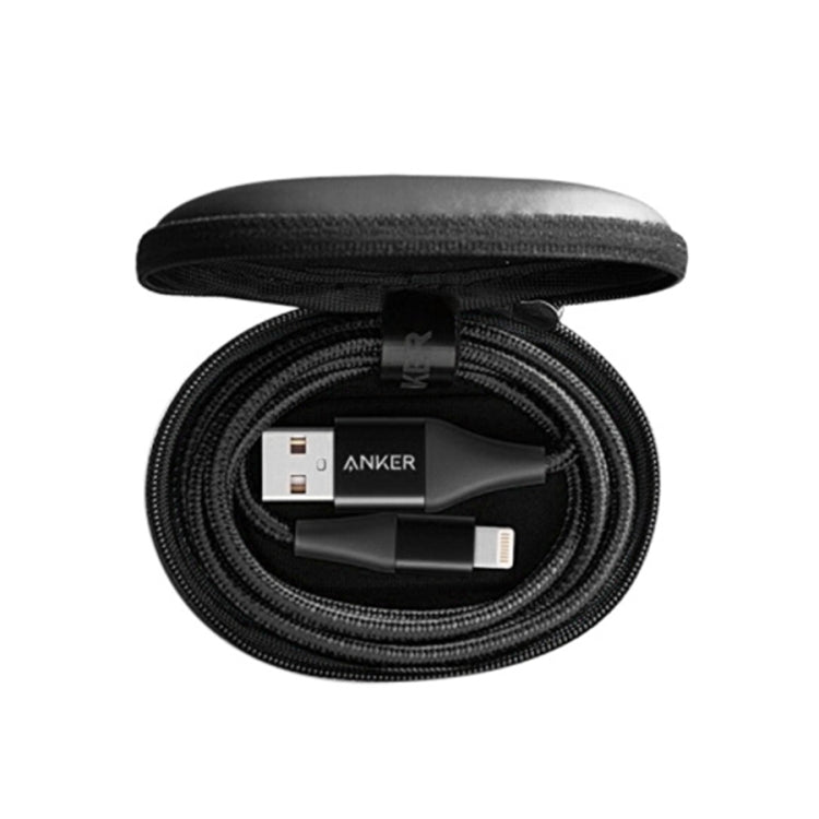 ANKER A8452 Powerline+ II USB to 8 Pin Apple MFI Certificated Nylon Pullable Carts Charging Data Cable, Length: 0.9m(Black) - MFI Cable by ANKER | Online Shopping South Africa | PMC Jewellery | Buy Now Pay Later Mobicred