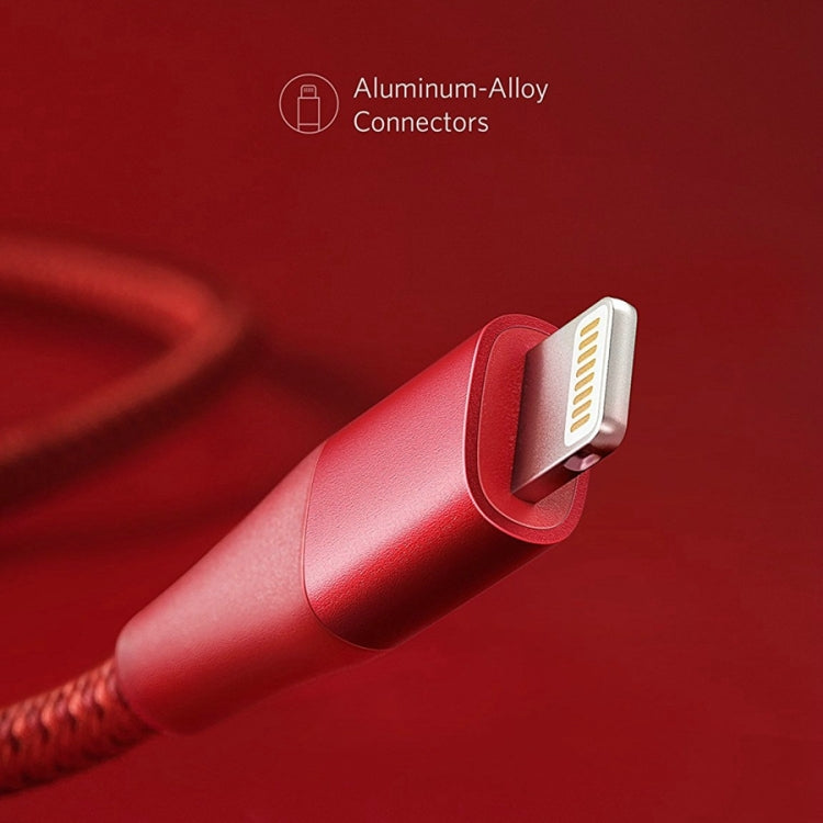 ANKER A8452 Powerline+ II USB to 8 Pin Apple MFI Certificated Nylon Pullable Carts Charging Data Cable, Length: 0.9m(Red) - MFI Cable by ANKER | Online Shopping South Africa | PMC Jewellery | Buy Now Pay Later Mobicred