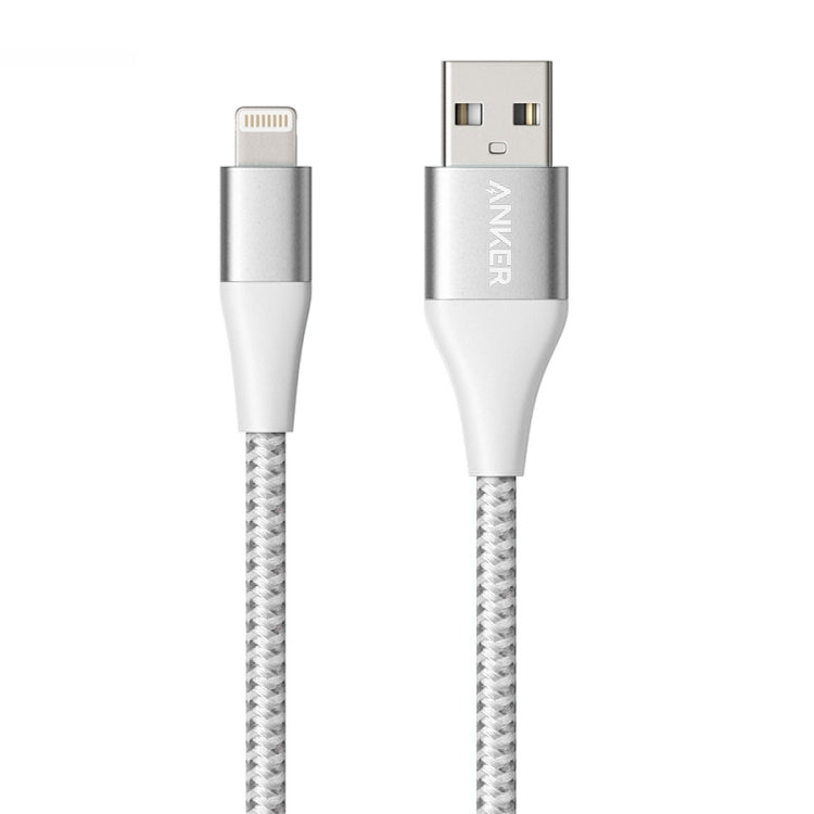 ANKER A8452 Powerline+ II USB to 8 Pin Apple MFI Certificated Nylon Pullable Carts Charging Data Cable, Length: 0.9m(Silver) - MFI Cable by ANKER | Online Shopping South Africa | PMC Jewellery