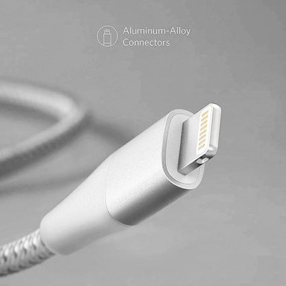 ANKER A8452 Powerline+ II USB to 8 Pin Apple MFI Certificated Nylon Pullable Carts Charging Data Cable, Length: 0.9m(Silver) - MFI Cable by ANKER | Online Shopping South Africa | PMC Jewellery