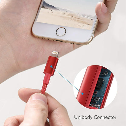 ANKER USB to 8 Pin Apple MFI Certificated Nylon Weaving Charging Data Cable, Length: 1m(Red) - MFI Cable by ANKER | Online Shopping South Africa | PMC Jewellery