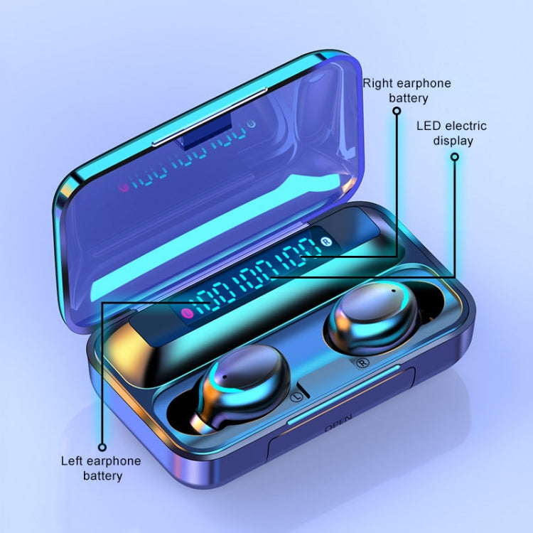 F9-5C Three-screen Digital Display Noise Reduction Bluetooth Earphone(Black) - Bluetooth Earphone by PMC TechLife | Online Shopping South Africa | PMC TechLife