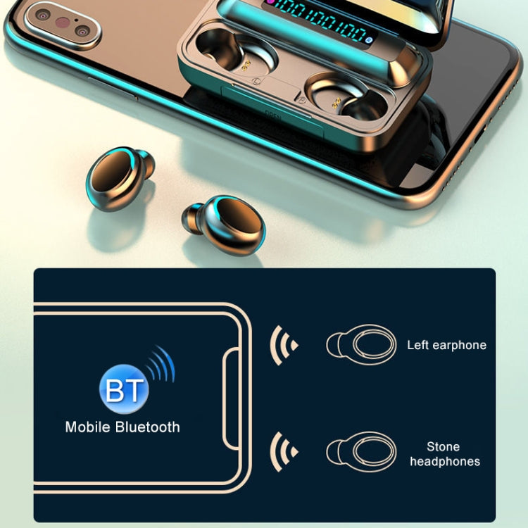 F9-5C Three-screen Digital Display Noise Reduction Bluetooth Earphone with Hand Strap(Black) - Bluetooth Earphone by PMC TechLife | Online Shopping South Africa | PMC TechLife