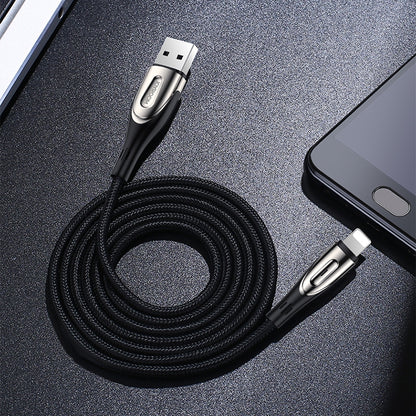JOYROOM S-M411 Sharp Series 3A 8 Pin Interface Charging + Transmission Nylon Braided Data Cable with Drop-shaped Indicator Light, Cable Length: 1.2m(Black) - Normal Style Cable by JOYROOM | Online Shopping South Africa | PMC Jewellery