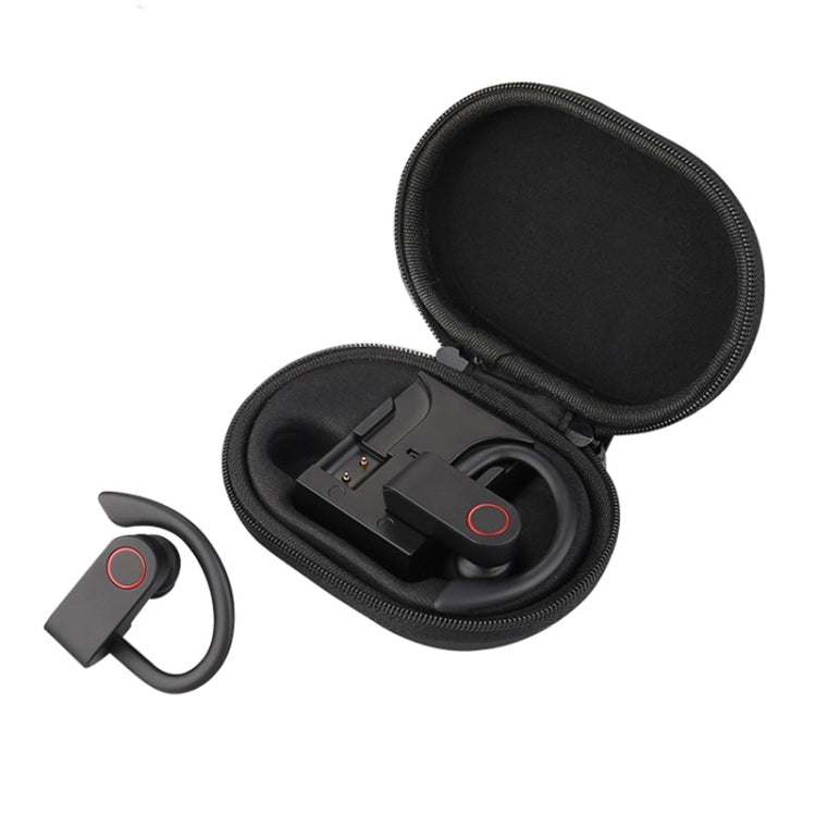 JHO-A9 TWS  Wireless Hanging Ear Type Bluetooth Earphone with Charging + Storage Integrated Zipper Bag, Support Voice Control(Black) - TWS Earphone by PMC TechLife | Online Shopping South Africa | PMC TechLife