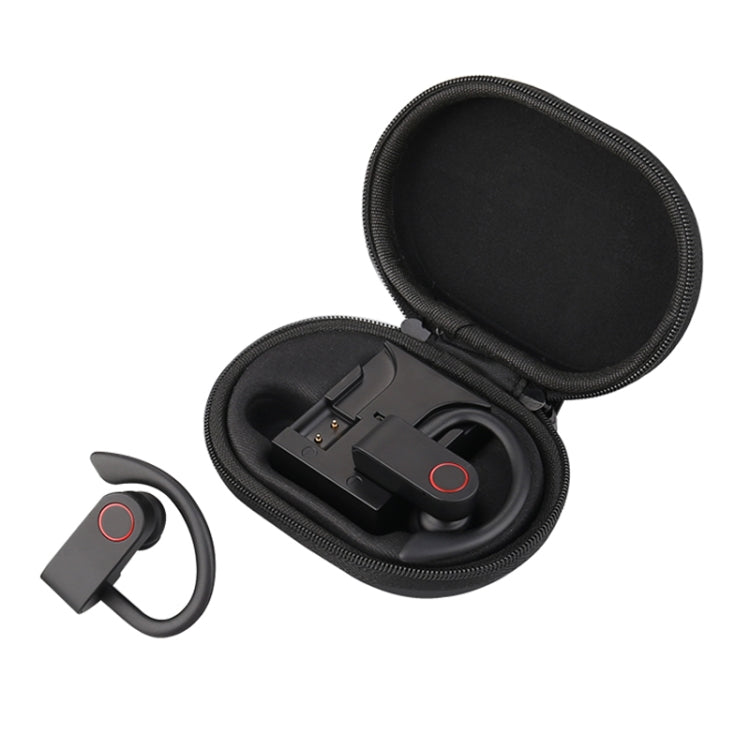 JHO-A9 TWS  Wireless Hanging Ear Type Bluetooth Earphone with Charging + Storage Integrated Zipper Bag, Support Voice Control(Black) - TWS Earphone by PMC TechLife | Online Shopping South Africa | PMC TechLife
