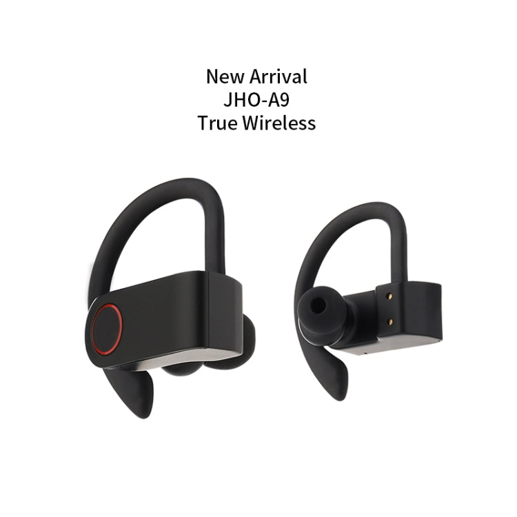 JHO-A9 TWS  Wireless Hanging Ear Type Bluetooth Earphone with Charging + Storage Integrated Zipper Bag, Support Voice Control(Black) - TWS Earphone by PMC TechLife | Online Shopping South Africa | PMC TechLife