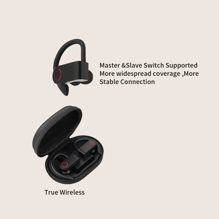 JHO-A9 TWS  Wireless Hanging Ear Type Bluetooth Earphone with Charging + Storage Integrated Zipper Bag, Support Voice Control(Black) - TWS Earphone by PMC TechLife | Online Shopping South Africa | PMC TechLife