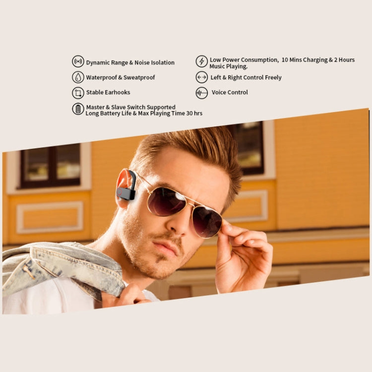 JHO-A9 TWS  Wireless Hanging Ear Type Bluetooth Earphone with Charging + Storage Integrated Zipper Bag, Support Voice Control(Black) - TWS Earphone by PMC TechLife | Online Shopping South Africa | PMC TechLife
