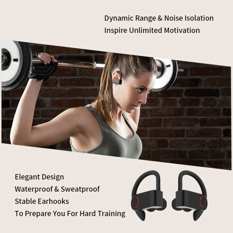 JHO-A9 TWS  Wireless Hanging Ear Type Bluetooth Earphone with Charging + Storage Integrated Zipper Bag, Support Voice Control(Black) - TWS Earphone by PMC TechLife | Online Shopping South Africa | PMC TechLife