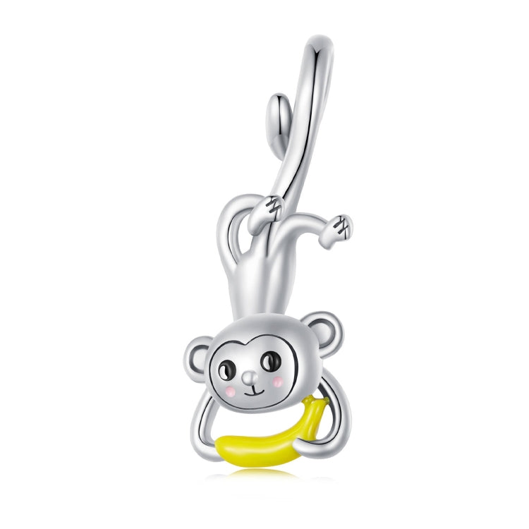 SCC2547 S925 Sterling Silver Cute Upside Down Monkey Pendant Accessories DIY Bracelet Beads - Jewelry Accessories by PMC Jewellery | Online Shopping South Africa | PMC Jewellery