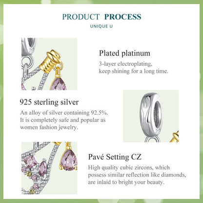 BSC863 S925 Sterling Silver French Champagne Pendant Accessories DIY Bracelet Beads - Necklaces & Pendants by PMC Jewellery | Online Shopping South Africa | PMC Jewellery