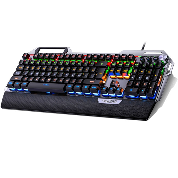 YINDIAO K100 USB Metal Mechanical Gaming Wired Keyboard, Mixed Light Blue Shaft(Black) - Wired Keyboard by YINDIAO | Online Shopping South Africa | PMC Jewellery | Buy Now Pay Later Mobicred