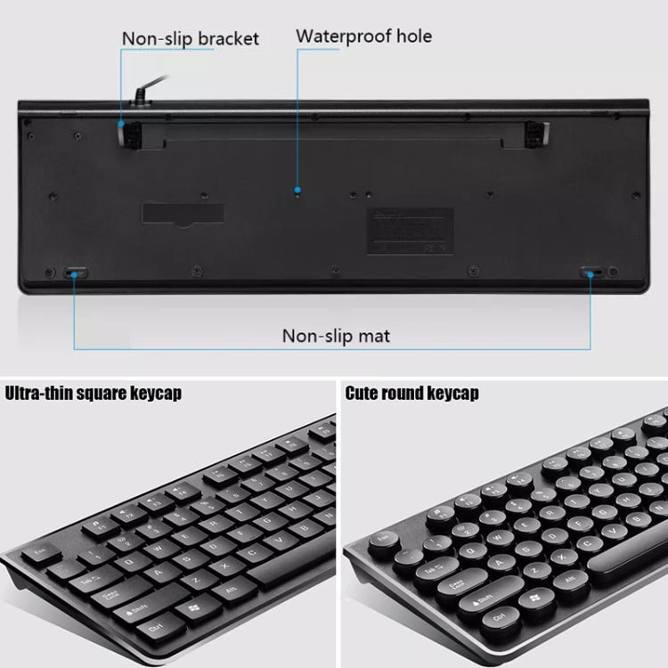 ZGB S500 Round Key USB Wired Computer Keyboard (White) - free shipping - PMC TechLife - Order now!