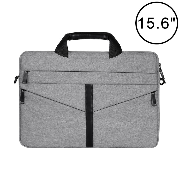 15.6 inch Breathable Wear-resistant Fashion Business Shoulder Handheld Zipper Laptop Bag with Shoulder Strap (Light Grey) - 14.1 inch by PMC Jewellery | Online Shopping South Africa | PMC Jewellery