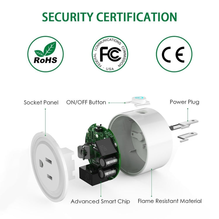 10A Round Shape WiFi Mini Plug APP Remote Control Timing Smart Socket Works with Alexa & Google Home, AC 100-240V, US Plug - Smart Socket by PMC TechLife | Online Shopping South Africa | PMC TechLife