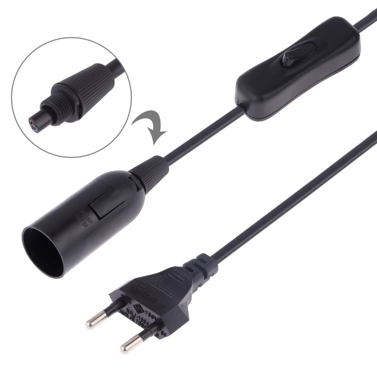E14 Wire Cap Switch Lamp Holder Chandelier Power Socket with 1.5m Extension Cable, EU Plug(Black) - Lamp Holders & Bases by PMC TechLife | Online Shopping South Africa | PMC TechLife | Buy Now Pay Later Mobicred