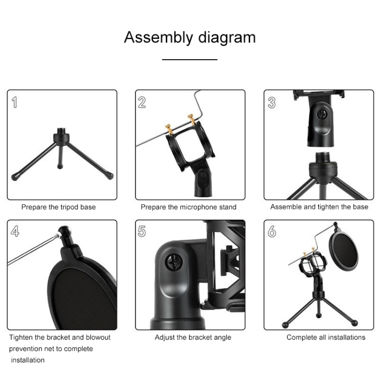 Yanmai PS-3 Mini Portable Microphone Anti-network Shockproof Desktop Stand(Black) - Stand by Yanmai | Online Shopping South Africa | PMC TechLife | Buy Now Pay Later Mobicred