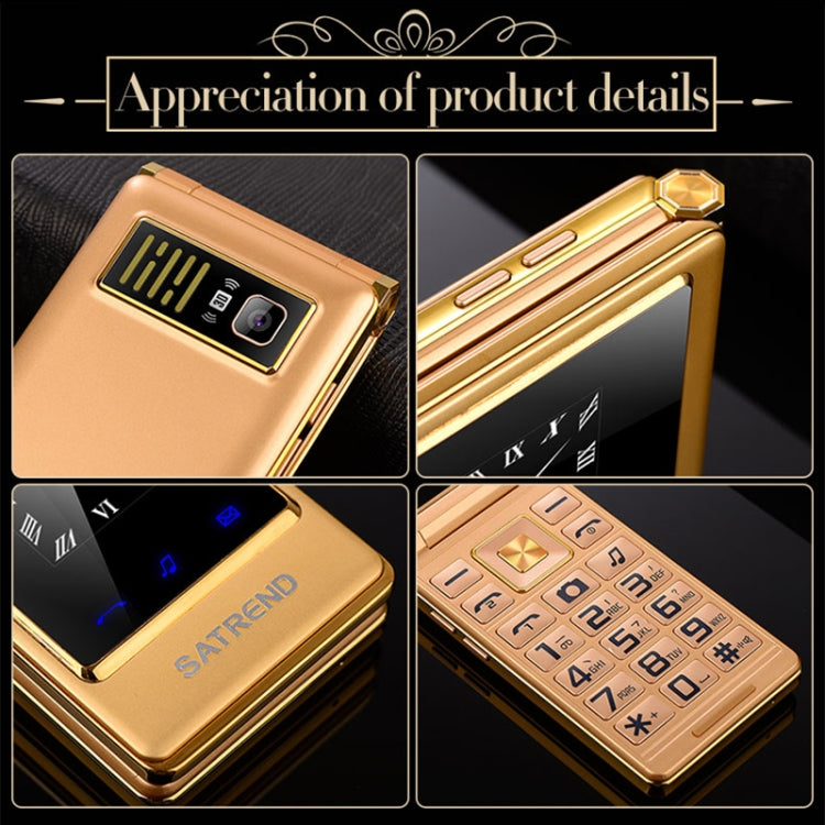 SATREND A15-M Dual-screen Flip Elder Phone, 3.0 inch + 1.77 inch, MTK6261D, Support FM, Network: 2G, Big Keys, Dual SIM(Gold) - SATREND by SATREND | Online Shopping South Africa | PMC Jewellery
