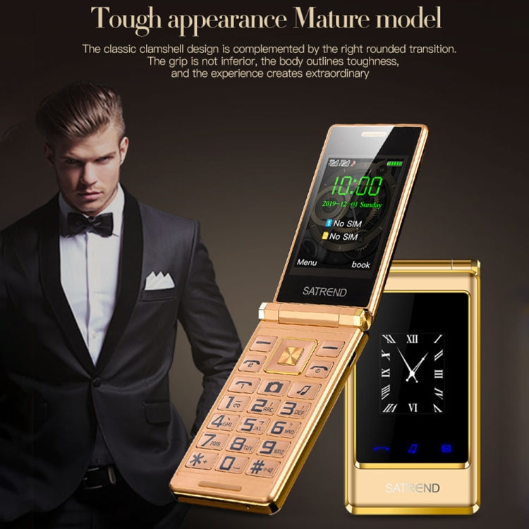 SATREND A15-M Dual-screen Flip Elder Phone, 3.0 inch + 1.77 inch, MTK6261D, Support FM, Network: 2G, Big Keys, Dual SIM(Coffee) - SATREND by SATREND | Online Shopping South Africa | PMC Jewellery