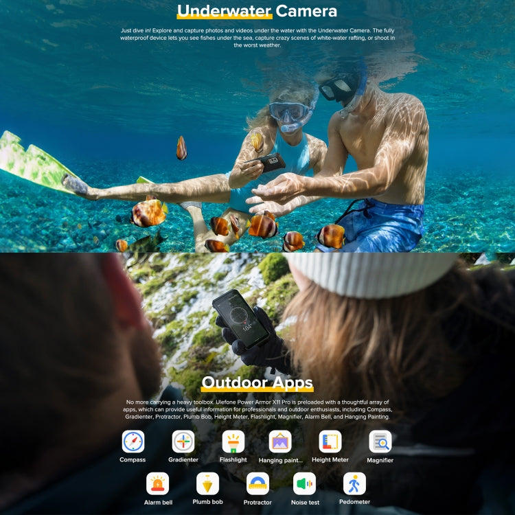 [HK Warehouse] Ulefone Power Armor X11 Pro Rugged Phone, 4GB+64GB, IP68/IP69K Waterproof Dustproof Shockproof, Dual Back Cameras, Face Unlock, 5.45 inch Android 12 MediaTek Helio G25 MT6762VWB Octa Core up to 2.0GHz, Network: 4G, NFC, OTG(Black) - Ulefone by Ulefone | Online Shopping South Africa | PMC Jewellery