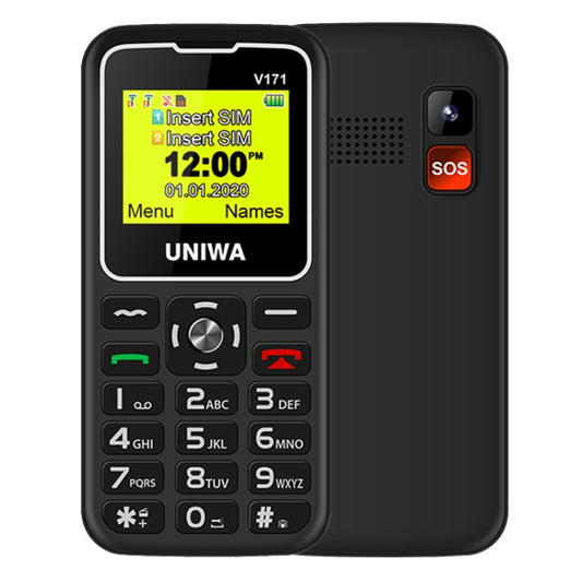 UNIWA V171 Mobile Phone, 1.77 inch, 1000mAh Battery, 21 Keys, Support Bluetooth, FM, MP3, MP4, GSM, Dual SIM, with Docking Base(Black) - UNIWA by UNIWA | Online Shopping South Africa | PMC Jewellery