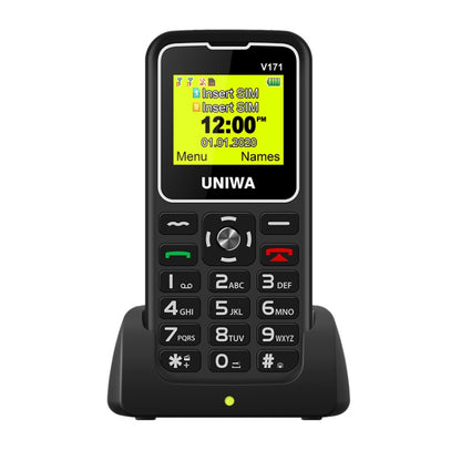 UNIWA V171 Mobile Phone, 1.77 inch, 1000mAh Battery, 21 Keys, Support Bluetooth, FM, MP3, MP4, GSM, Dual SIM, with Docking Base(Black) - UNIWA by UNIWA | Online Shopping South Africa | PMC Jewellery