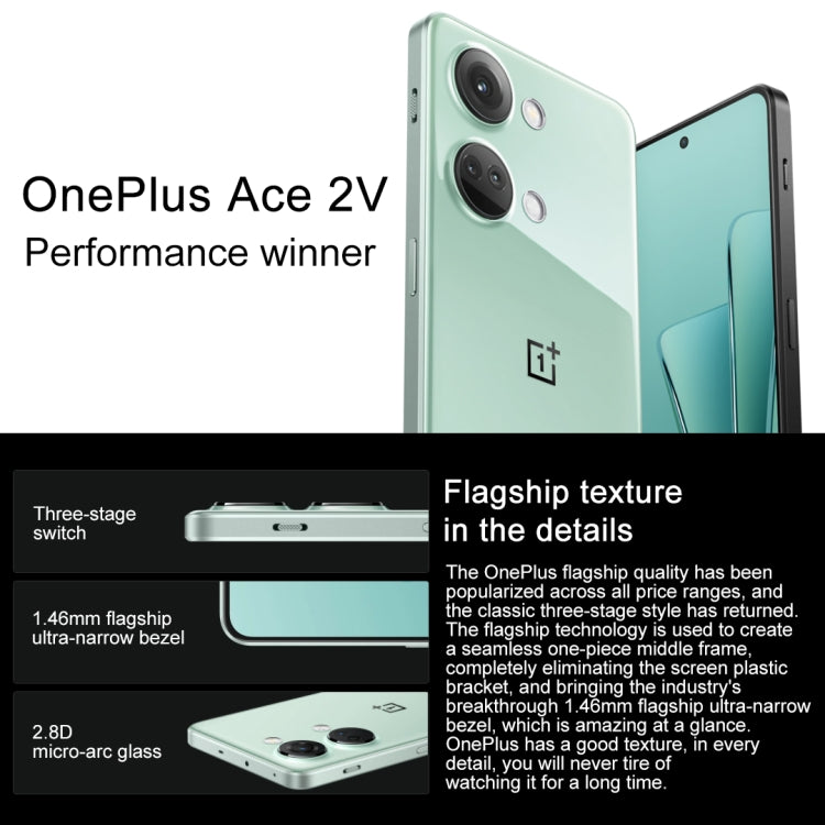 OnePlus Ace 2V 5G, 64MP Camera, 12GB+256GB, Triple Back Cameras, 5000mAh Battery, Screen Fingerprint Identification, 6.74 inch ColorOS 13.0 / Android 13 Dimensity 9000 Octa Core up to 3.05GHz, NFC, Network: 5G(Green) - OnePlus by OnePlus | Online Shopping South Africa | PMC Jewellery