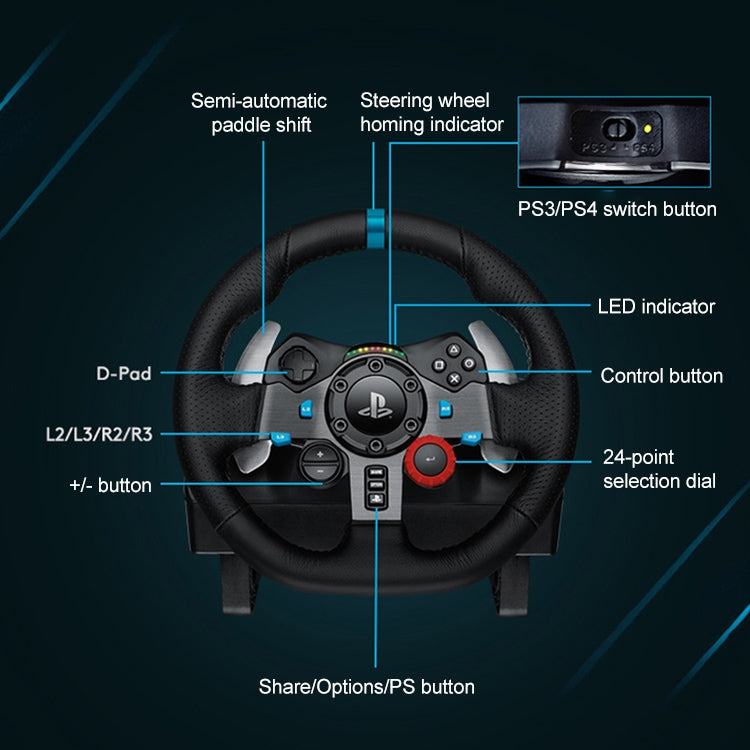 Logitech G29 Game Racing Steering Wheel Pedal Shift Lever for PS3 / PS4 / PS5 - Gamepads by Logitech | Online Shopping South Africa | PMC Jewellery | Buy Now Pay Later Mobicred