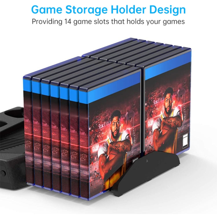 KJH P5-010-2 Multi-function Charging Cooling Fan Base with Storage Tray Bracket For PS5 De / UHD - Charger & Power by PMC TechLife | Online Shopping South Africa | PMC TechLife