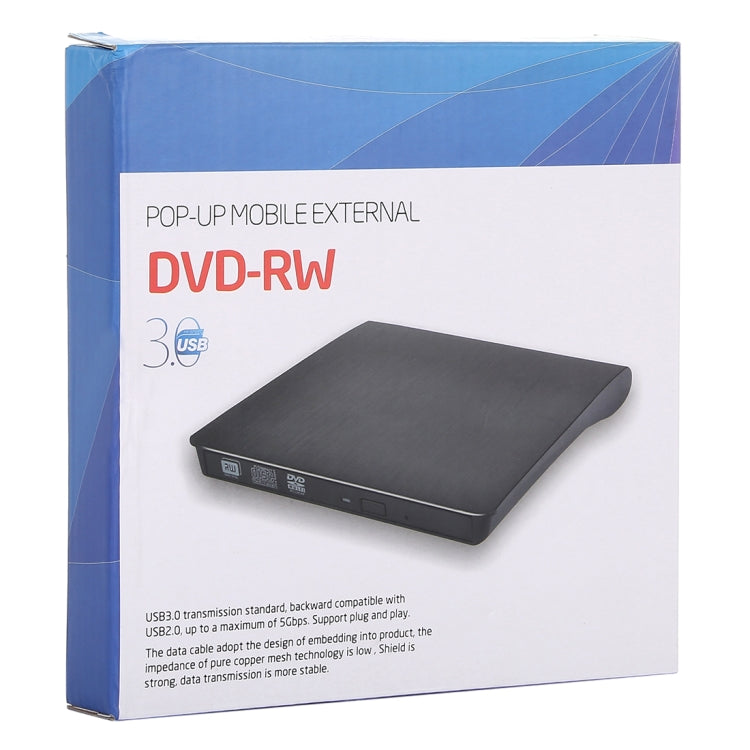 Brushed Texture USB 3.0 POP-UP Mobile External DVD-Rw DVD / CD Rewritable Drive External ODD & HDD Device - Rewritable Drive by PMC TechLife | Online Shopping South Africa | PMC TechLife