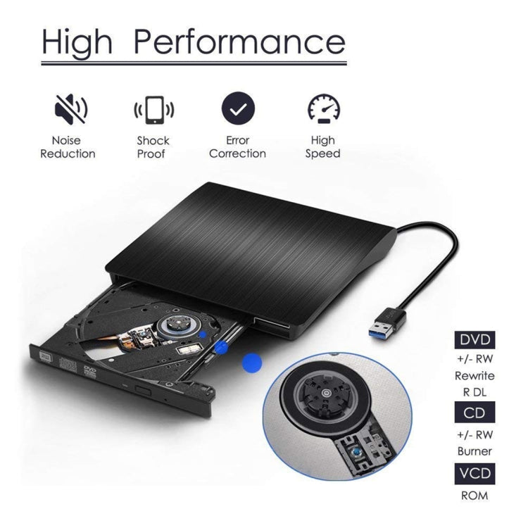 Brushed Texture USB 3.0 POP-UP Mobile External DVD-Rw DVD / CD Rewritable Drive External ODD & HDD Device - Rewritable Drive by PMC TechLife | Online Shopping South Africa | PMC TechLife