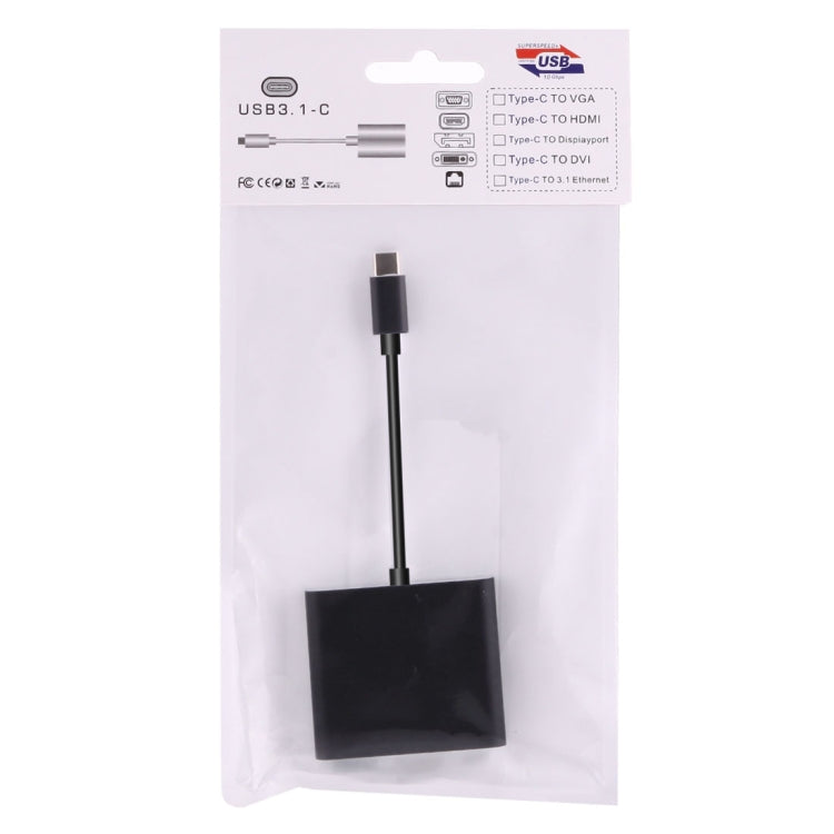 USB-C / Type-C 3.1 Male to USB-C / Type-C 3.1 Female & HDMI Female & USB 3.0 Female Adapter(Black) - Cable & Adapters by PMC Jewellery | Online Shopping South Africa | PMC Jewellery