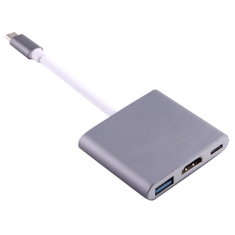 USB-C / Type-C 3.1 Male to USB-C / Type-C 3.1 Female & HDMI Female & USB 3.0 Female Adapter(Grey) - Cable & Adapters by PMC Jewellery | Online Shopping South Africa | PMC Jewellery