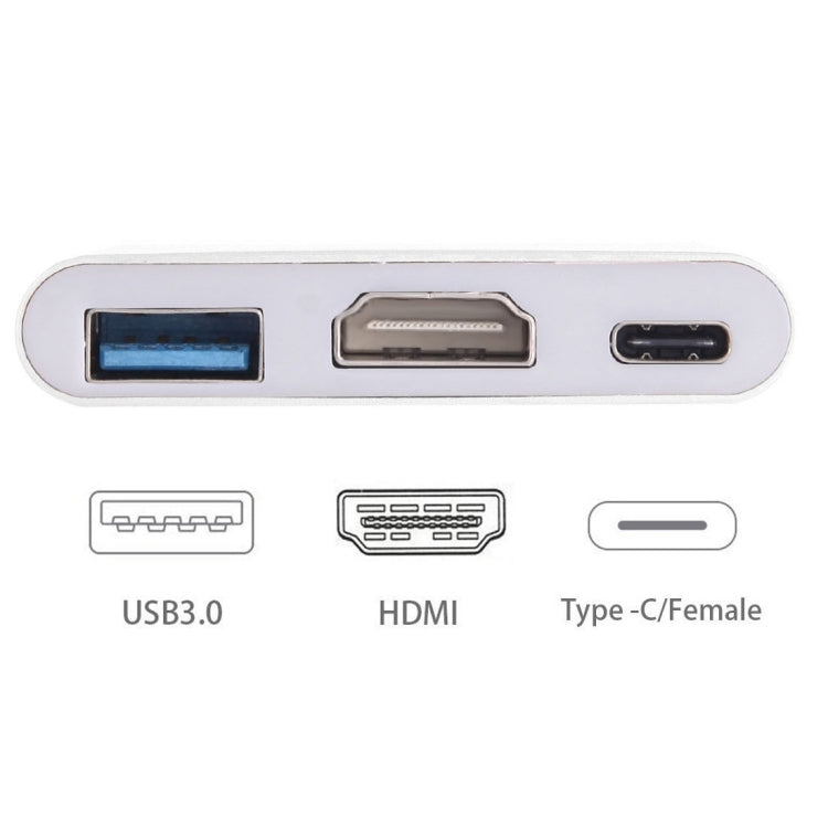 USB-C / Type-C 3.1 Male to USB-C / Type-C 3.1 Female & HDMI Female & USB 3.0 Female Adapter(Silver) - Cable & Adapters by PMC Jewellery | Online Shopping South Africa | PMC Jewellery