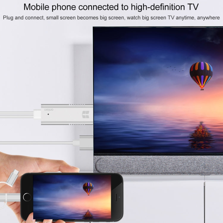 Onten OTN-7537A 3 in 1 1080P Mobile HD Screen Player Adapter Cable(Silver) - free shipping - PMC TechLife - Order now!
