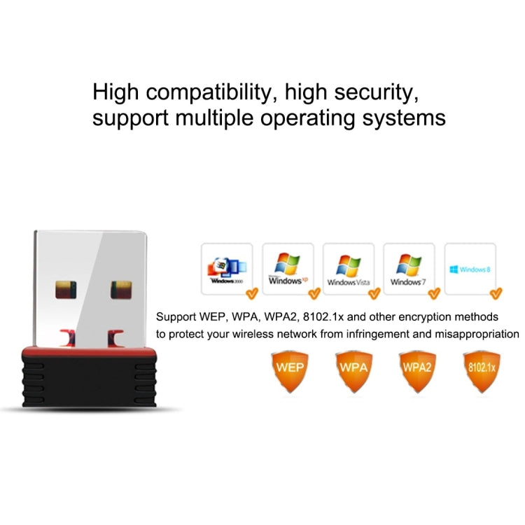RTL8188 150Mbps 2.4GHz USB 2.0 WiFi Adapter External Network Card - USB Network Adapter by PMC TechLife | Online Shopping South Africa | PMC TechLife