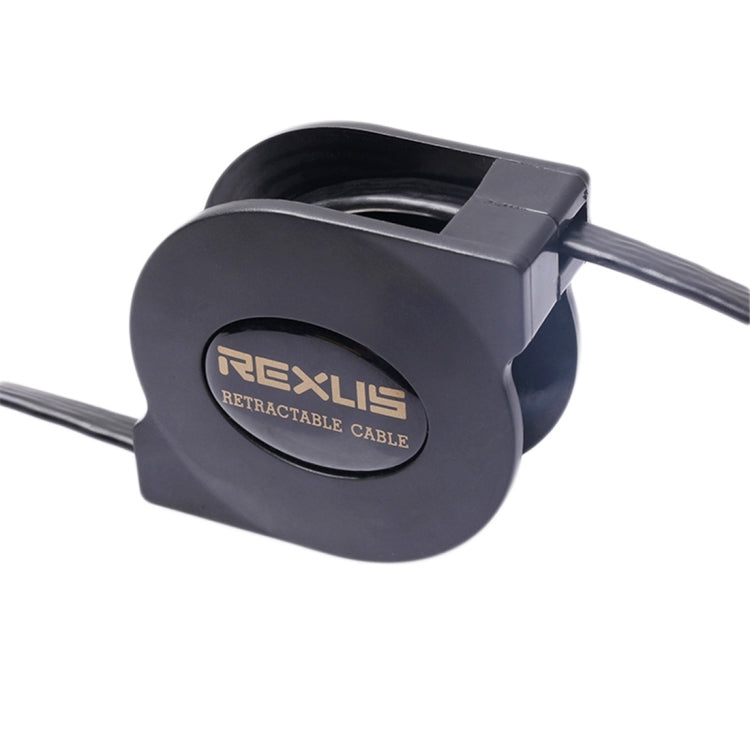 REXLIS 1.5m CAT7 10 Gigabit Retractable Flat Ethernet RJ45 Network LAN Cable(Black) - Lan Cable and Tools by REXLIS | Online Shopping South Africa | PMC TechLife | Buy Now Pay Later Mobicred