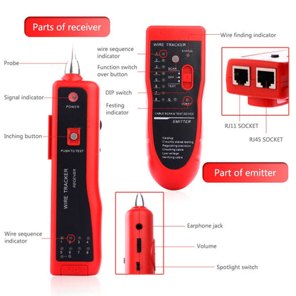 RJ11 / RJ45 Telephone Wire Tracker Ethernet LAN Network Cable Tester Detector Line Finder - Lan Cable and Tools by PMC Jewellery | Online Shopping South Africa | PMC Jewellery