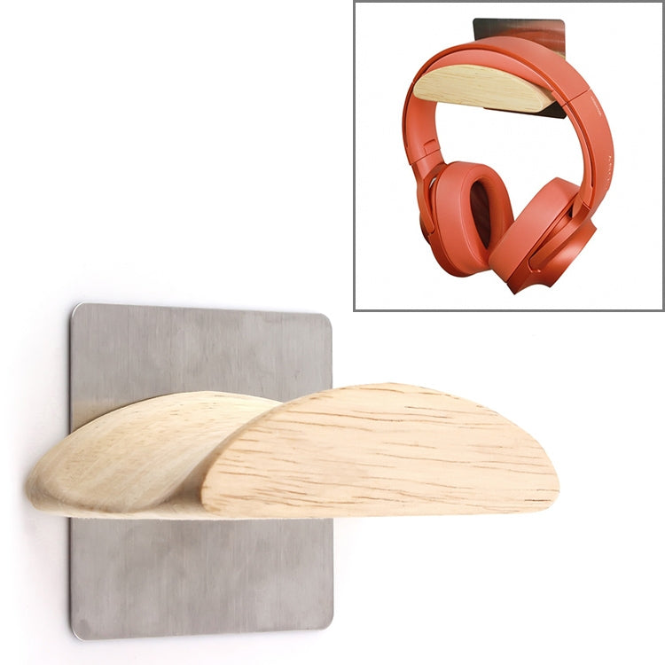 Square Stainless Steel Patch + Solid Wood Wall-mounted Headset Holder - Anti-lost & Holder by PMC TechLife | Online Shopping South Africa | PMC TechLife