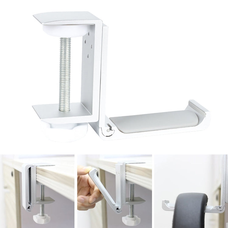 Desktop Lock Clip Type Metal Foldable Headset Stand Display Hanger(Silver) - Anti-lost & Holder by PMC TechLife | Online Shopping South Africa | PMC TechLife