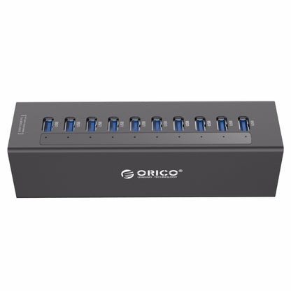 ORICO A3H10 Aluminum High Speed 10 Ports USB 3.0 HUB with Power Adapter for Laptops(Black) - USB 3.0 HUB by ORICO | Online Shopping South Africa | PMC Jewellery