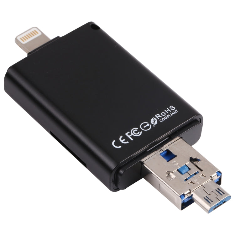 NK-208 3 in 1 i-Flash TF Card / SD Card Reader For 8 Pin + USB 2.0 + Micro USB Devices(Black) - U Disk & Card Reader by PMC TechLife | Online Shopping South Africa | PMC TechLife