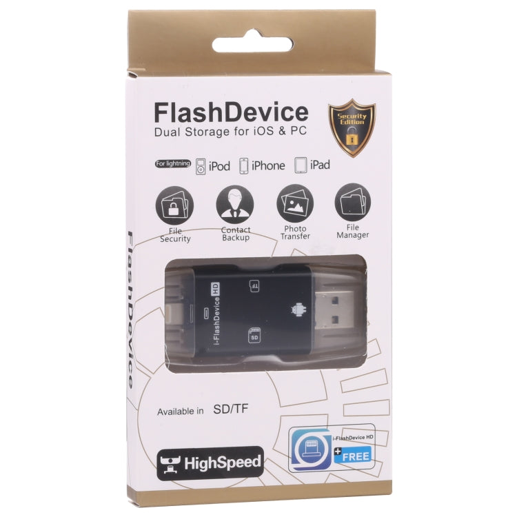NK-208 3 in 1 i-Flash TF Card / SD Card Reader For 8 Pin + USB 2.0 + Micro USB Devices(Black) - U Disk & Card Reader by PMC TechLife | Online Shopping South Africa | PMC TechLife