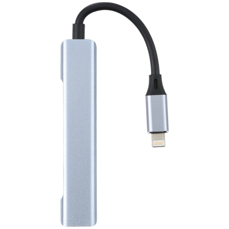 S-209 3 in 1 8 Pin Male to Dual USB 2.0 + USB 3.0 Female Adapter HUB(Silver Grey) - Converter & Adapter by PMC Jewellery | Online Shopping South Africa | PMC Jewellery