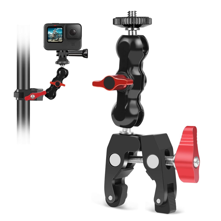 PULUZ Multi-function Magic Arm Ball Mount Clamp Crab Pliers Clip(Red) - Stand Bracket by PULUZ | Online Shopping South Africa | PMC TechLife | Buy Now Pay Later Mobicred